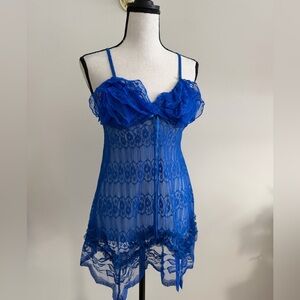 Elegant Blue Lace Chemise